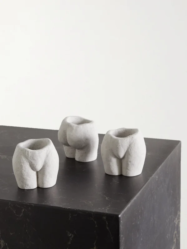 Anissa Kermiche Rock Bottom Set of Three Speckled Ceramic Tea Light Holders