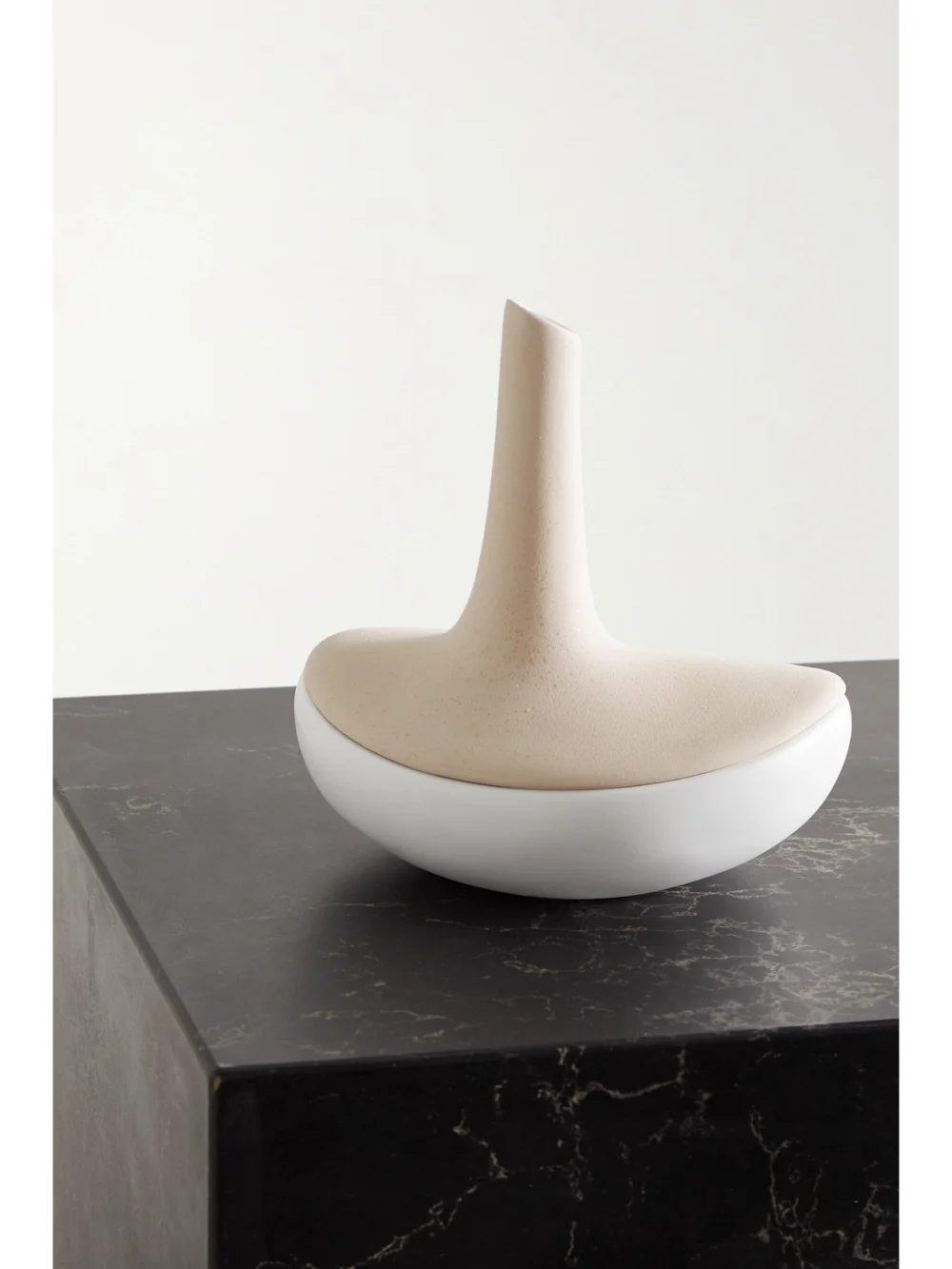 Back view of the Anissa Kermiche Speckled Ceramic Jewelry Box Vase