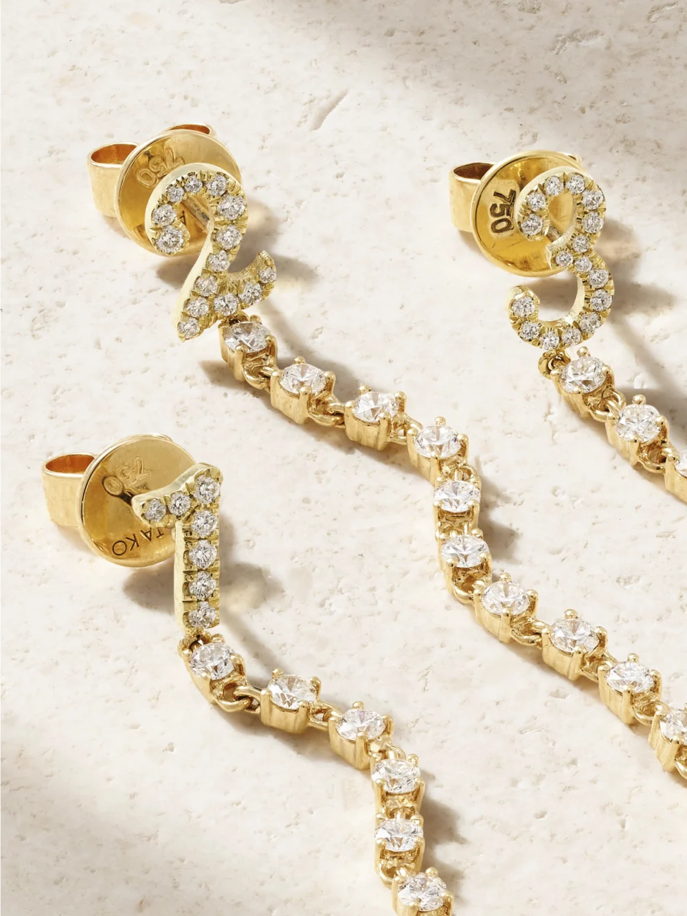 Close-up detail of the Anita Ko 18-karat Gold Diamond Earring