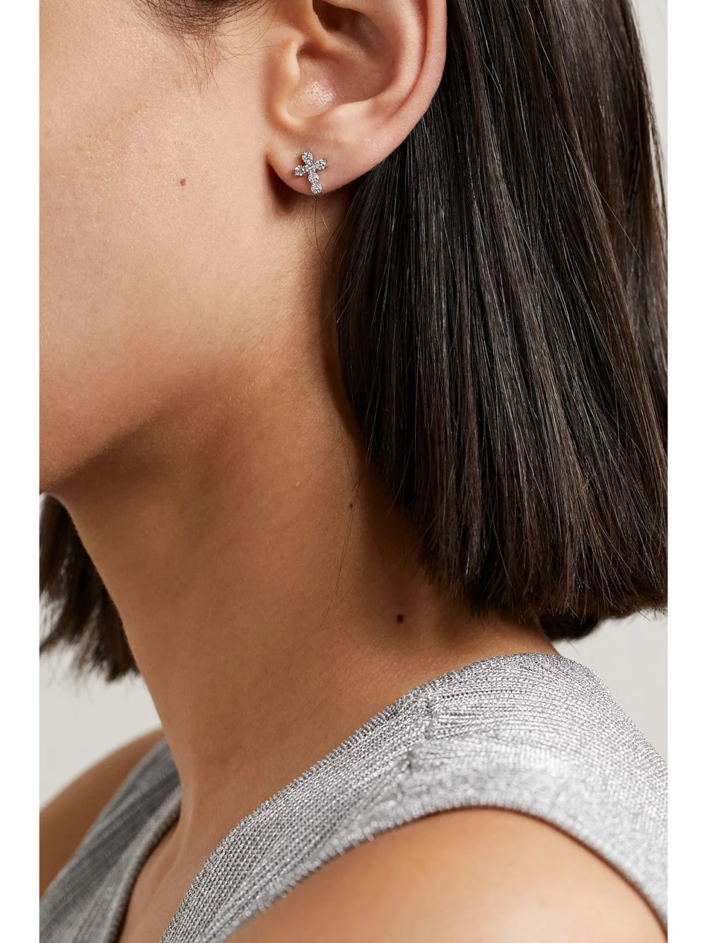 Anita Ko 18-karat White Gold Diamond Earrings, styled view