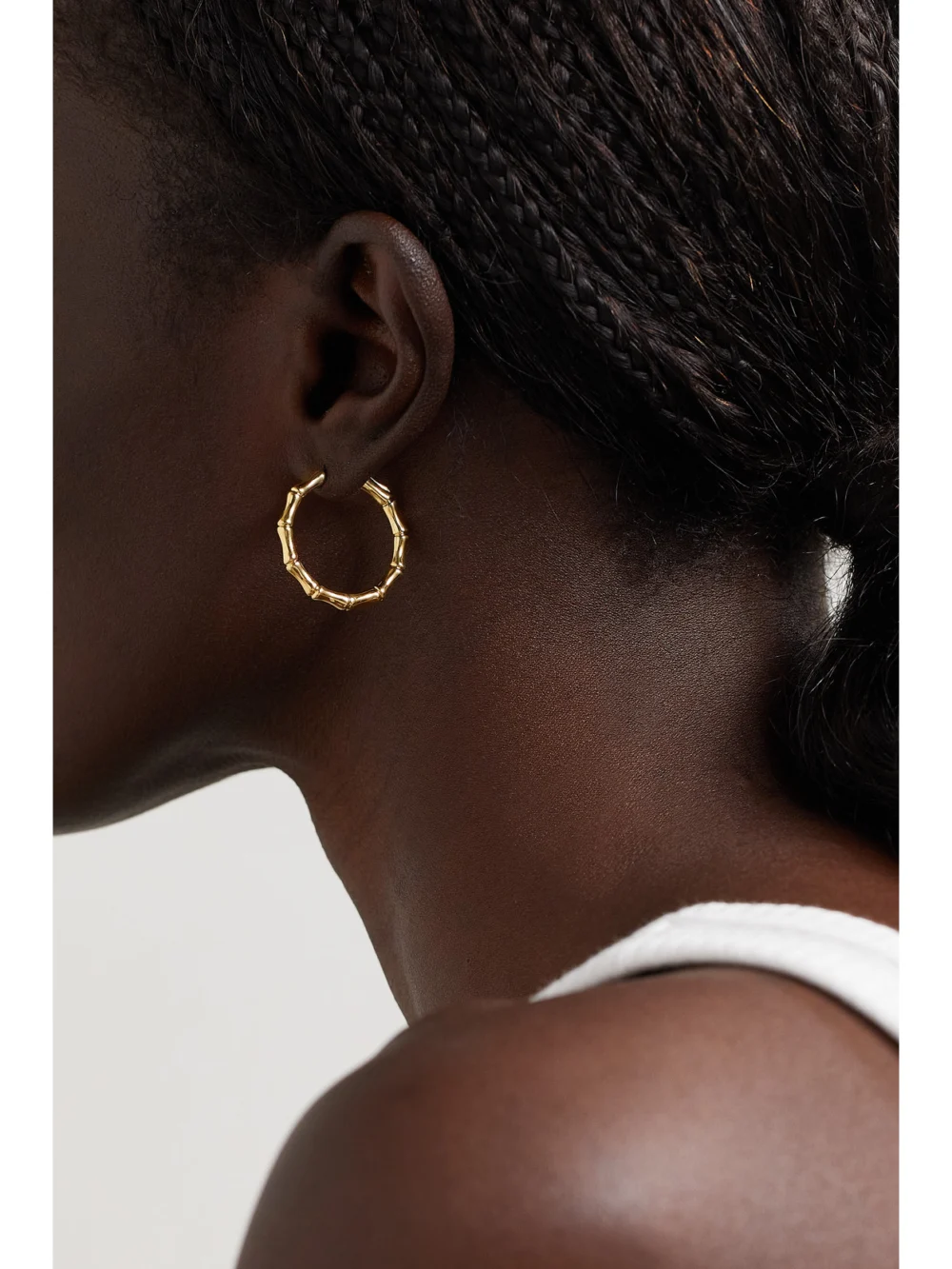 Anita Ko Bamboo 18-karat Gold Hoop Earrings, styled view