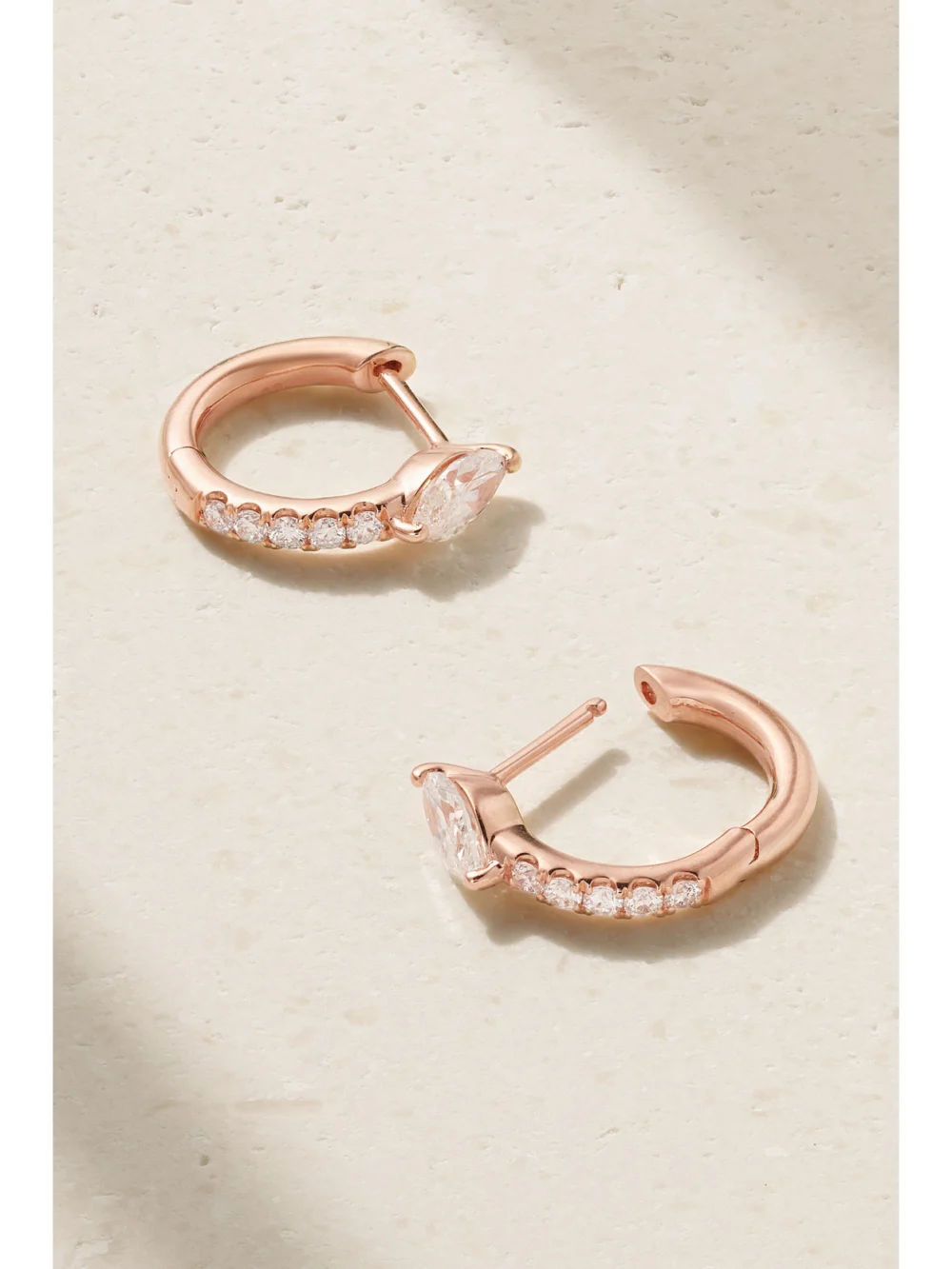 Back view of the Anita Ko Bobbi 18-karat Rose Gold Diamond Hoop Earrings