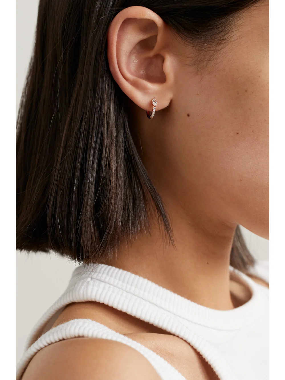 Anita Ko Bobbi 18-karat Rose Gold Diamond Hoop Earrings, styled view