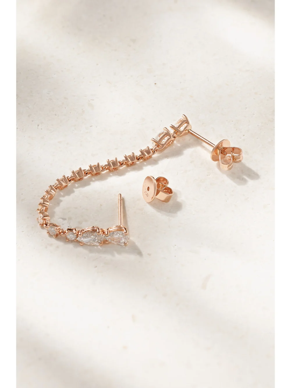 Back view of the Anita Ko Daphne 18-karat Rose Gold Diamond Single Earring