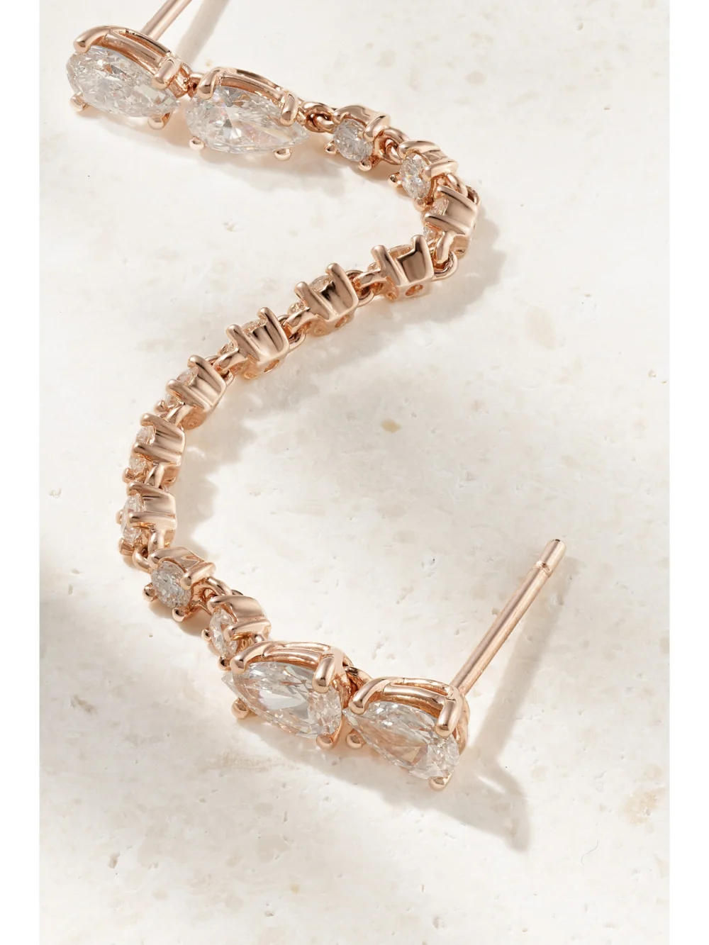 Close-up detail of the Anita Ko Daphne 18-karat Rose Gold Diamond Single Earring