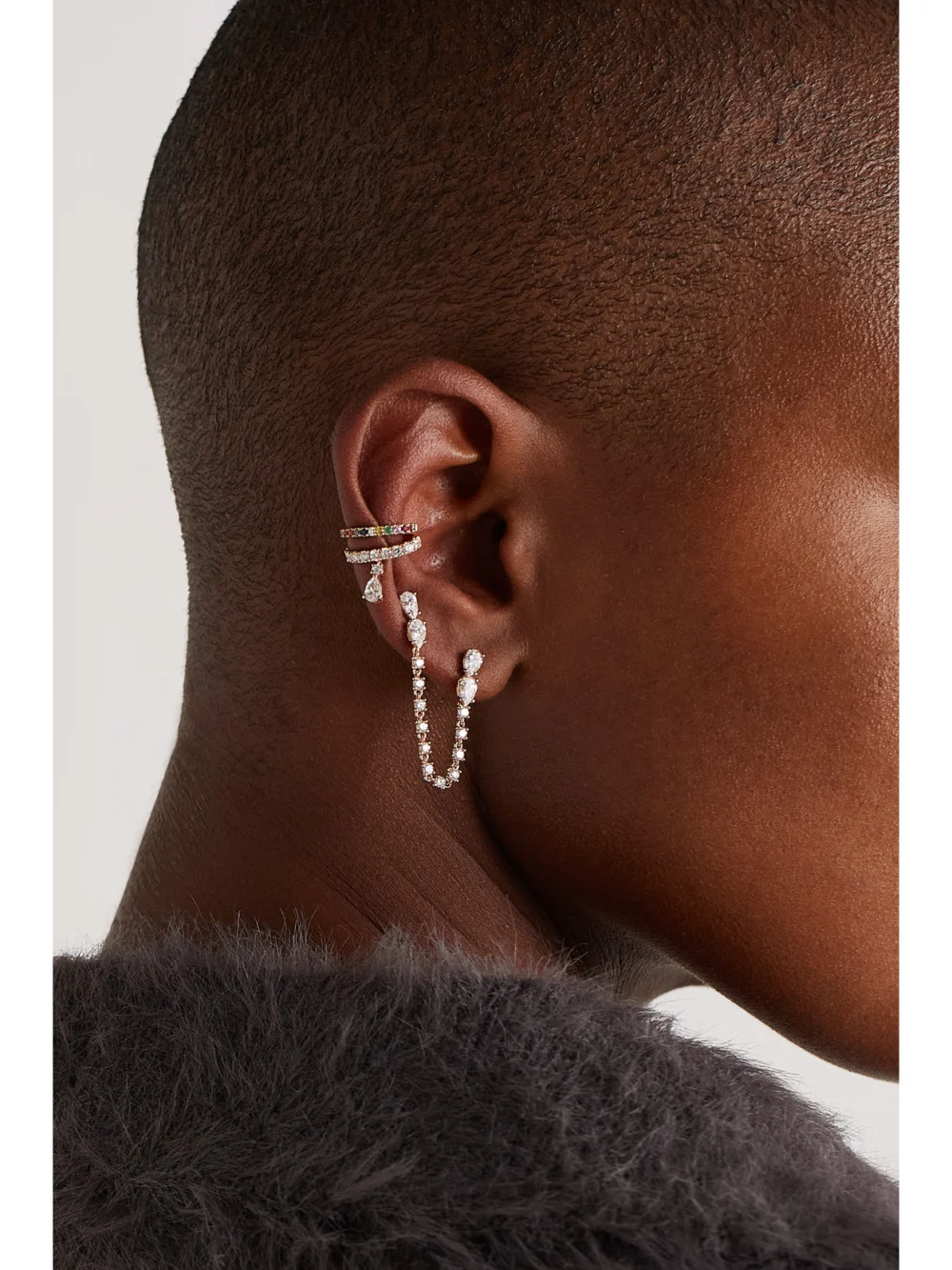 Anita Ko Daphne 18-karat Rose Gold Diamond Single Earring, styled view
