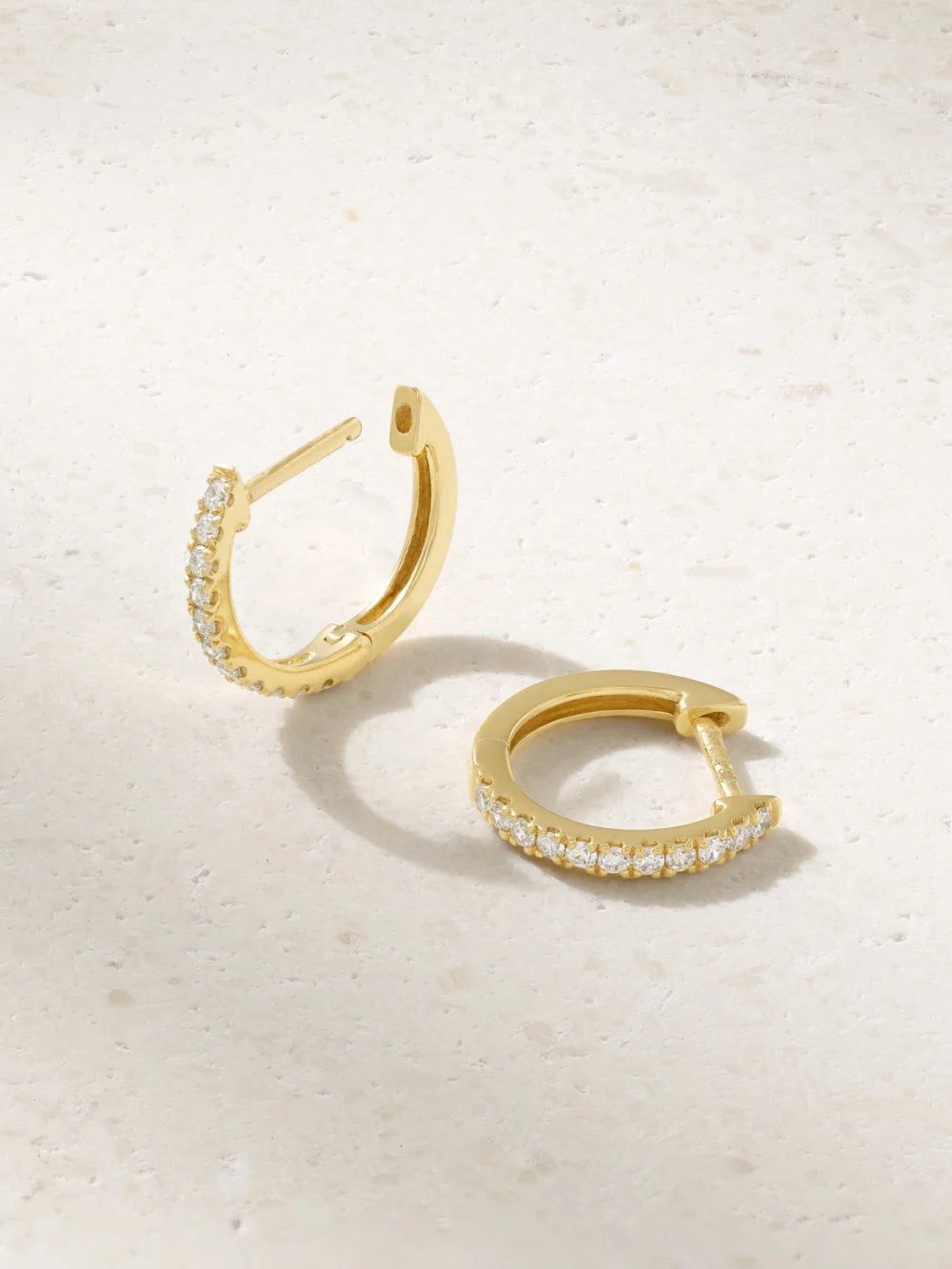 Close-up detail of the Anita Ko Huggies 18-karat Gold Diamond Earrings
