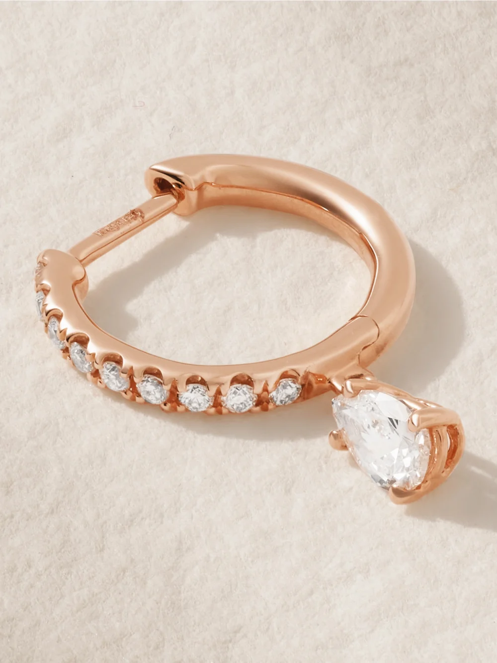 Back view of the Anita Ko Huggies 18-karat Rose Gold Diamond Single Hoop Earring