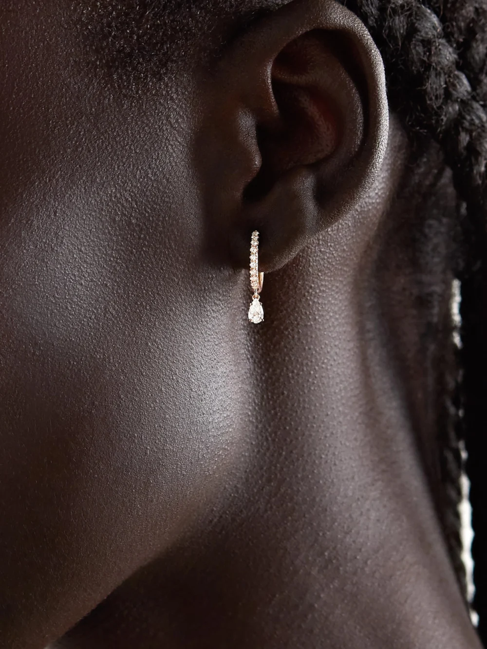 Anita Ko Huggies 18-karat Rose Gold Diamond Single Hoop Earring, styled view