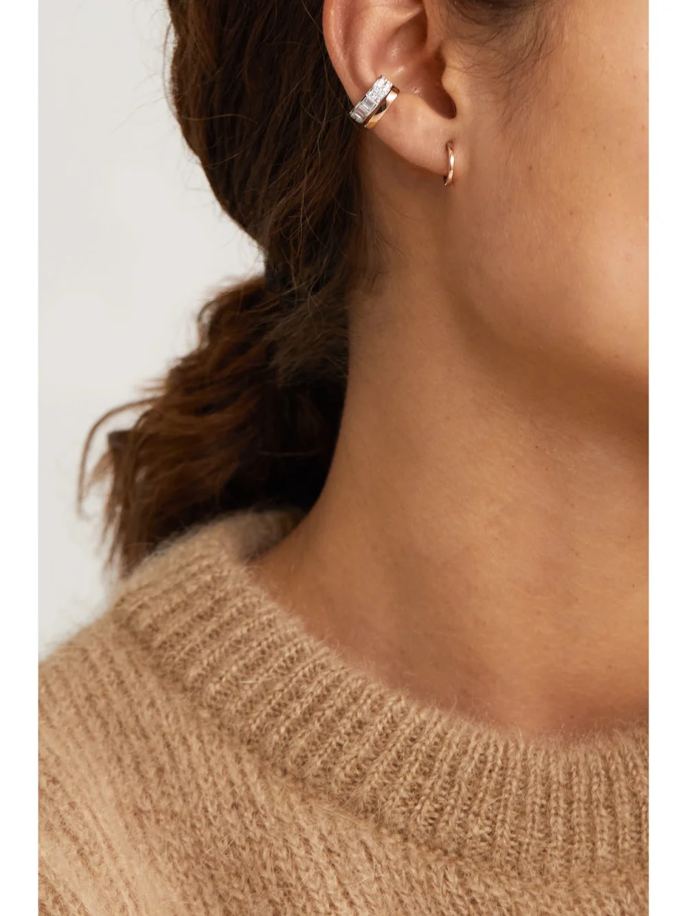 Anita Ko Huggies 18-karat Rose Gold Hoop Earrings, styled view