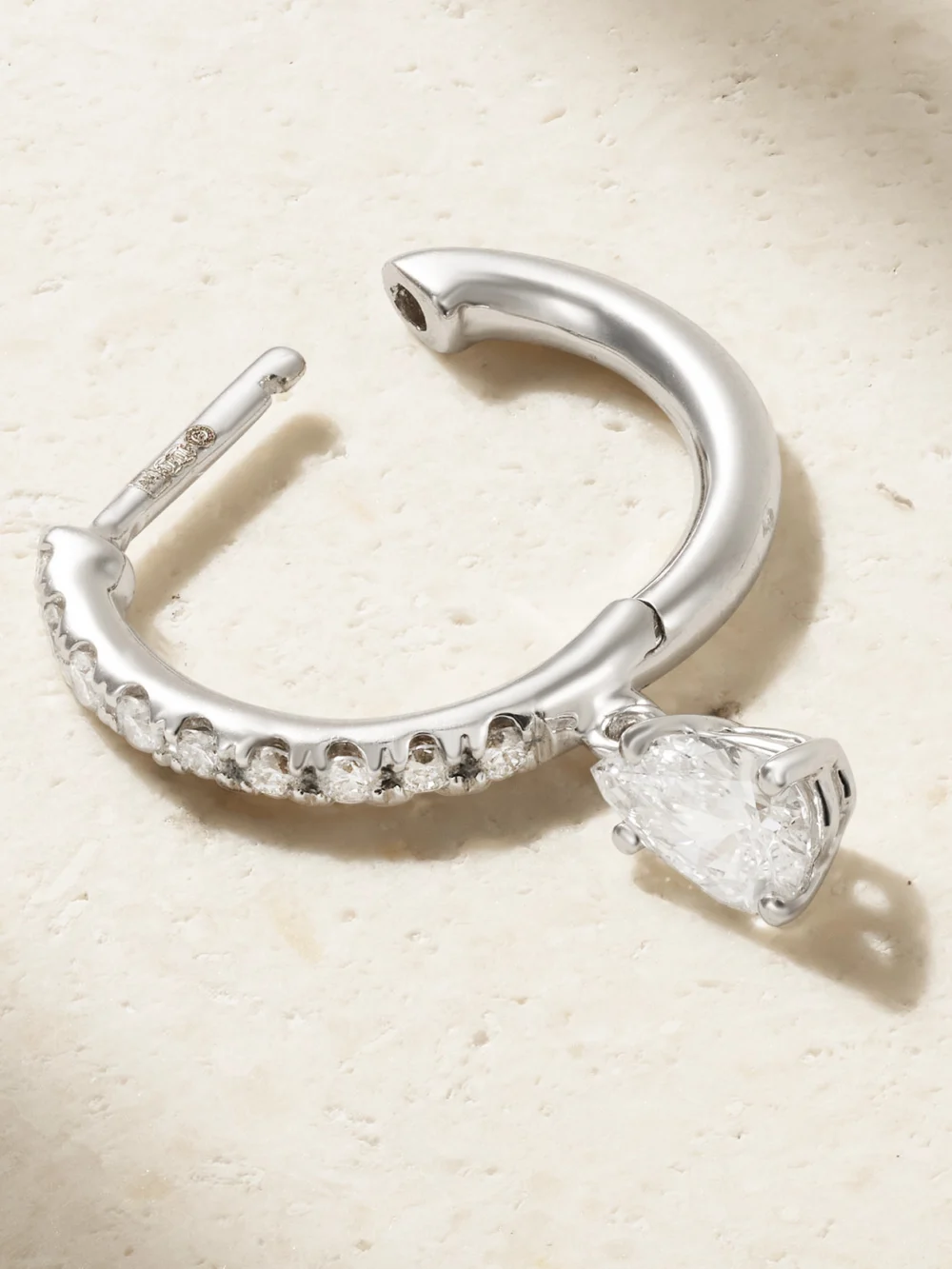 Back view of the Anita Ko Huggies 18-karat White Gold Diamond Single Earring