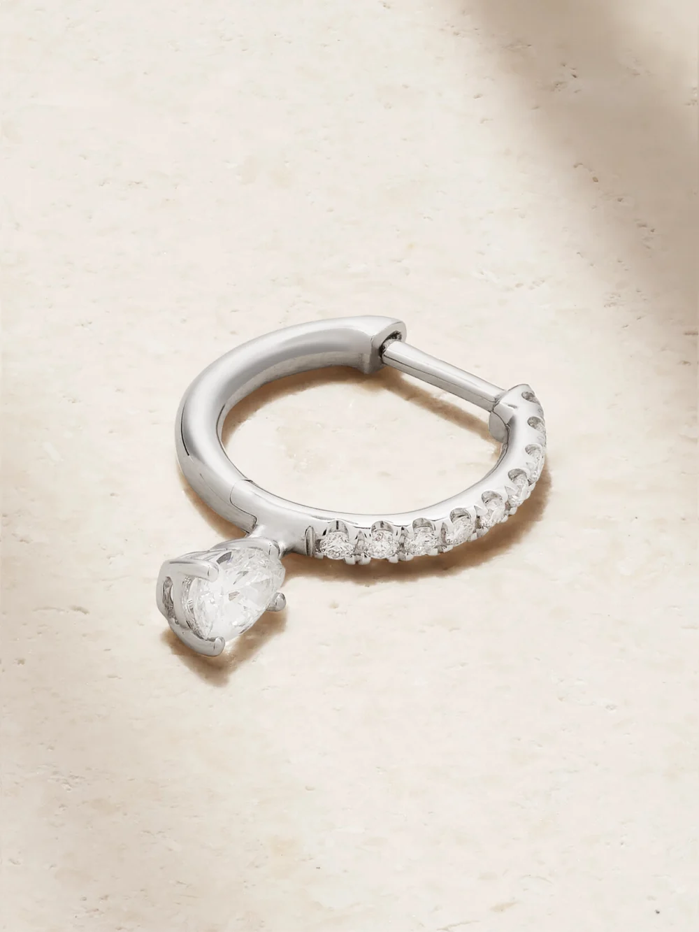 Anita Ko Huggies 18-karat White Gold Diamond Single Earring in silver