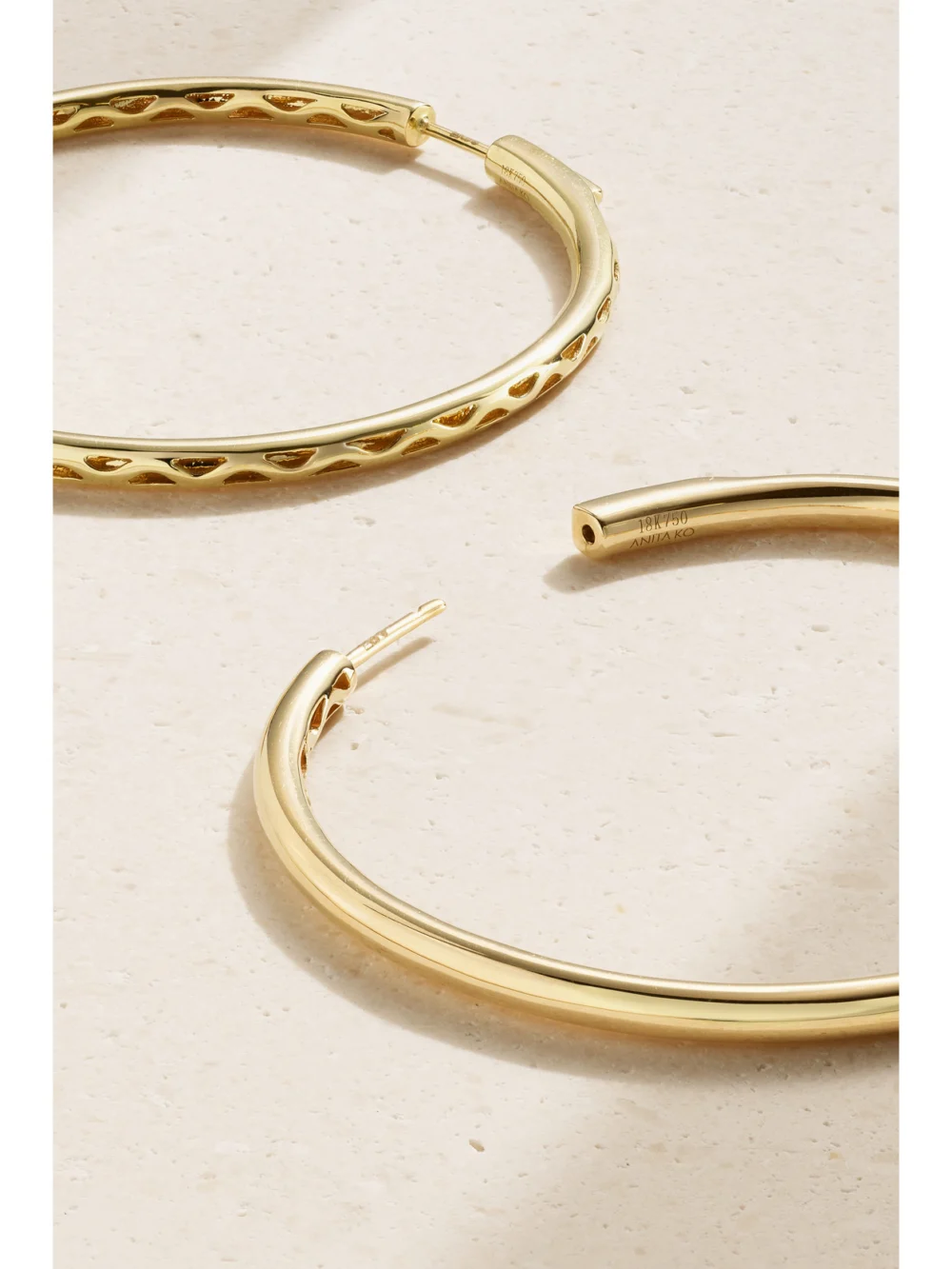 Back view of the Anita Ko Large 18-karat Gold Hoop Earrings