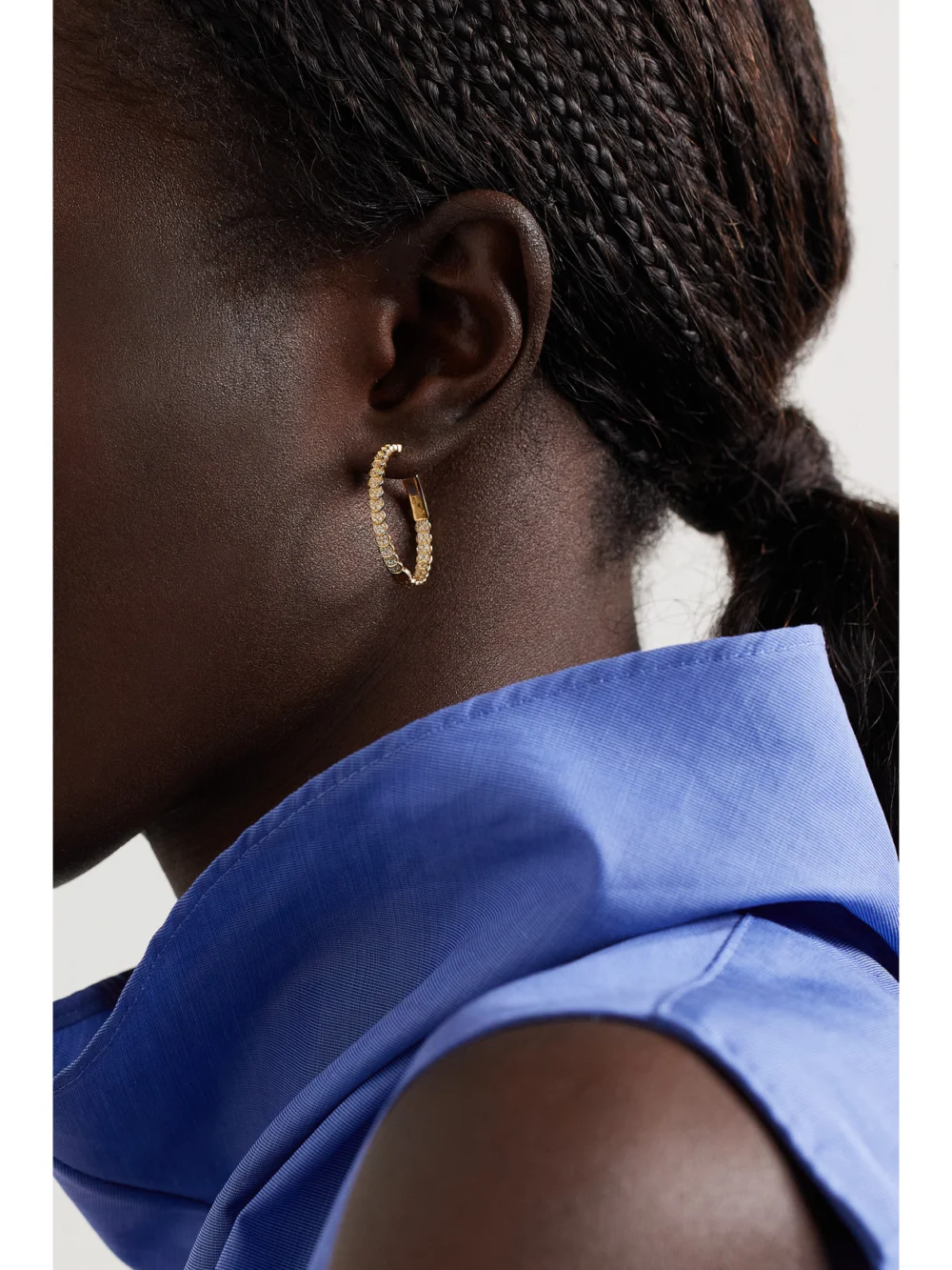 Anita Ko Luna Large 18-karat Gold Diamond Hoop Earrings, styled view