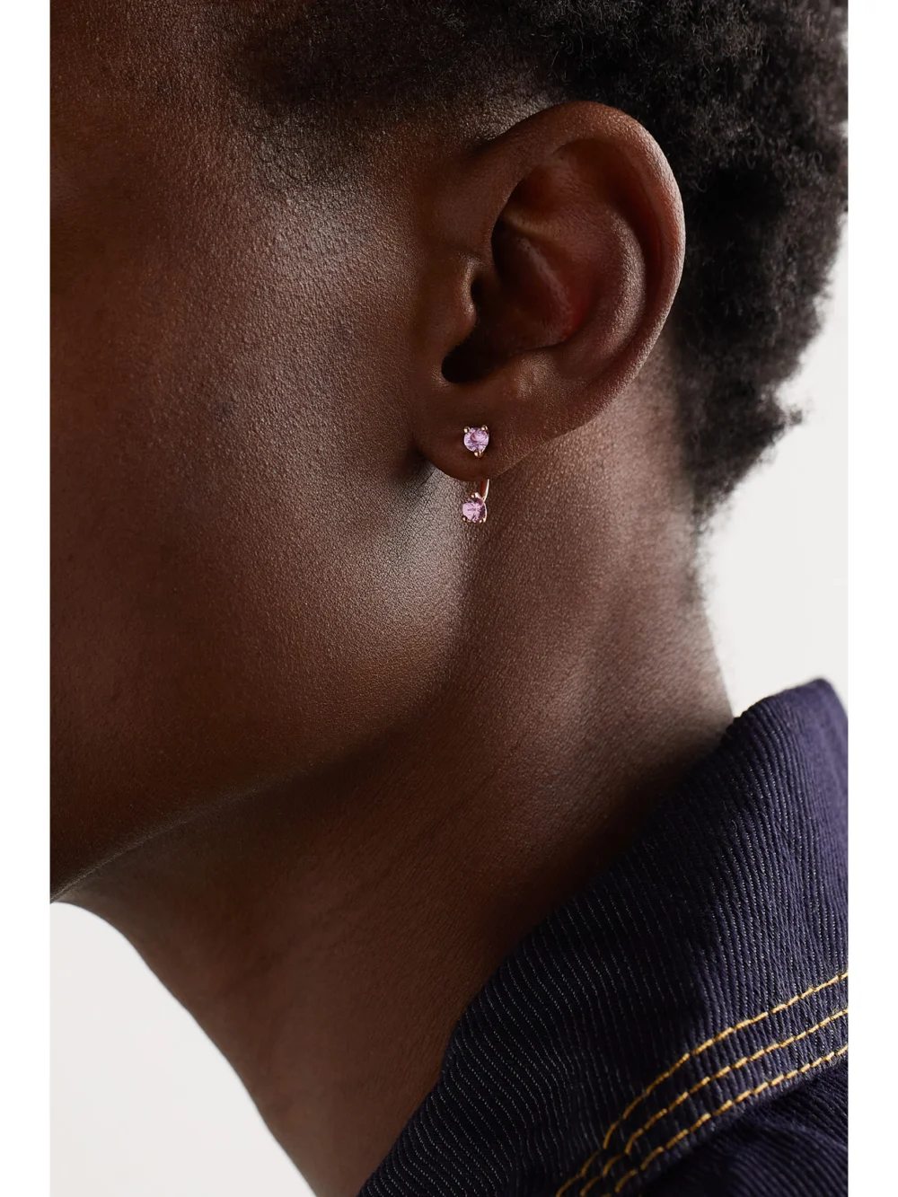 Anita Ko Orbit 18-karat Rose Gold Sapphire Single Earring, styled view