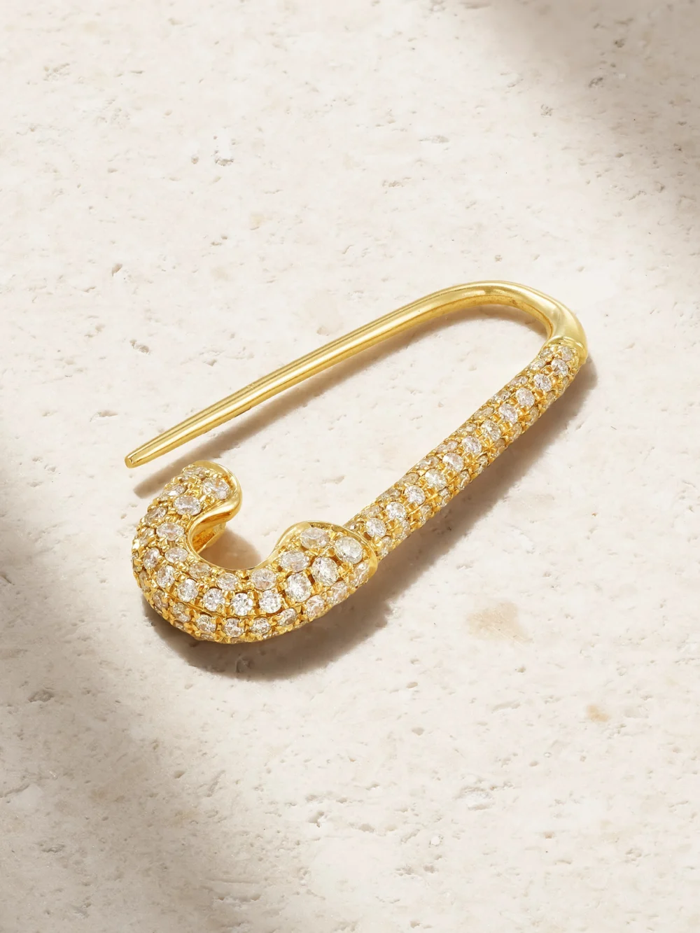 Back view of the Anita Ko Safety Pin 18-karat Gold Diamond Earring