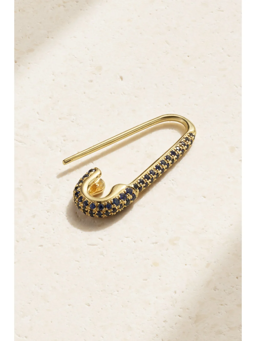 Back view of the Anita Ko Safety Pin 18-karat Gold Sapphire Earring