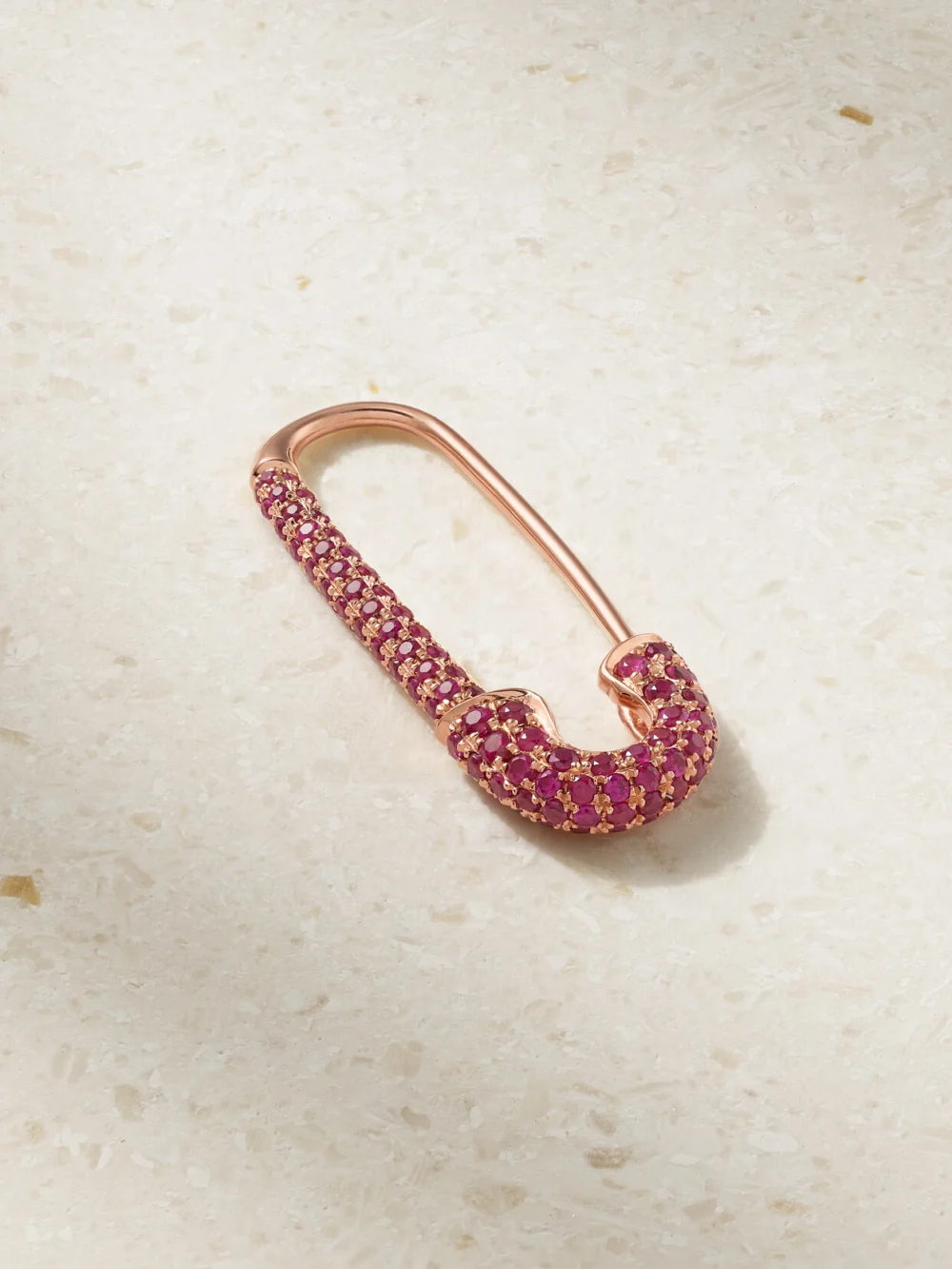 Anita Ko Safety Pin 18-karat Rose Gold Ruby Single Earring in l
