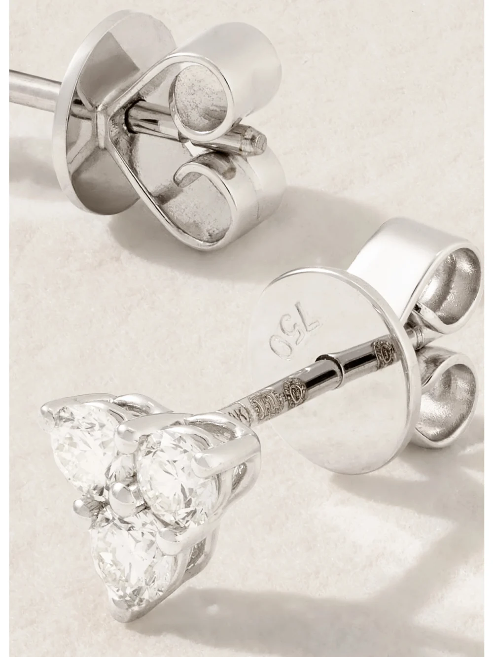 Back view of the Anita Ko Trillion 18-karat White Gold Diamond Earrings