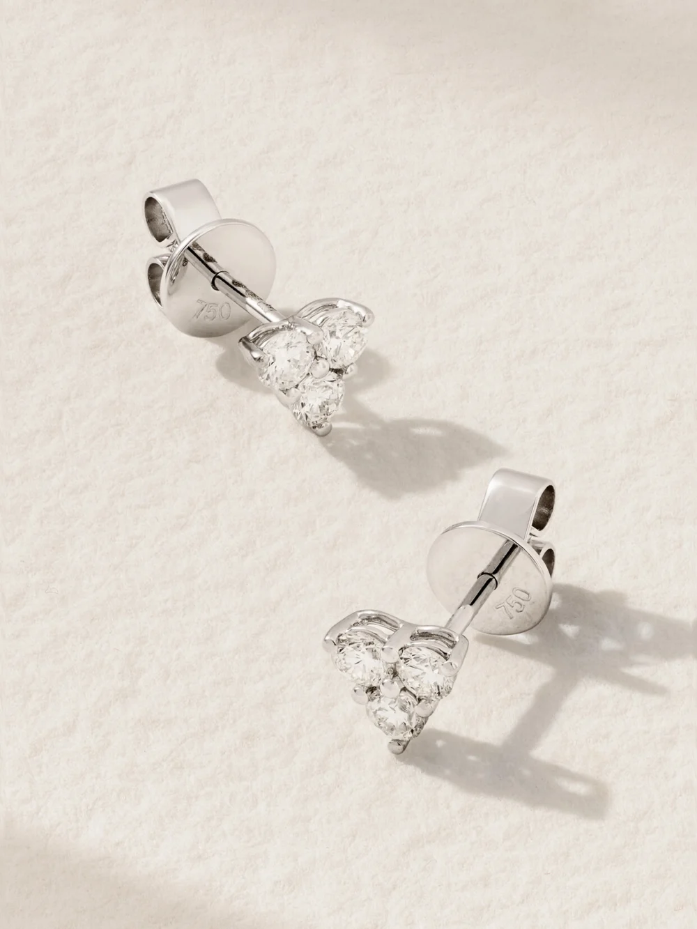 Anita Ko Trillion 18-karat White Gold Diamond Earrings in silver