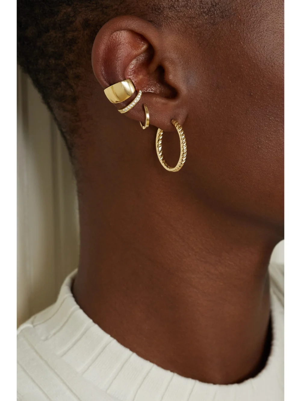 Anita Ko Zoe 18-karat Gold Hoop Earrings, styled view