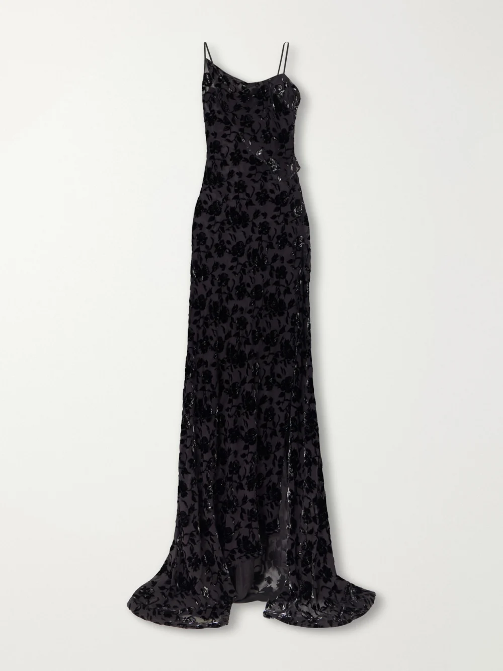 Ann Demeulemeester Aaricia Asymmetric Velvet-devoré Tulle Maxi Dress in black