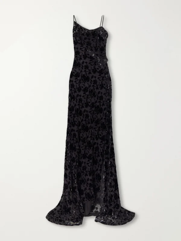Ann Demeulemeester Aaricia Asymmetric Velvet-devoré Tulle Maxi Dress