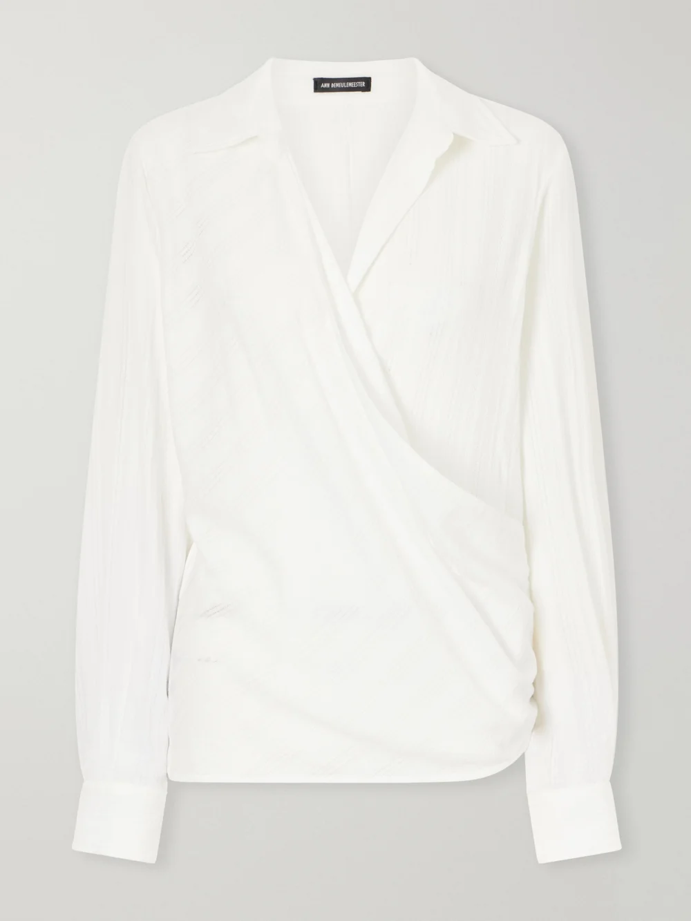 Ann Demeulemeester Alba Wrap Openwork-stripe Cotton Shirt in white