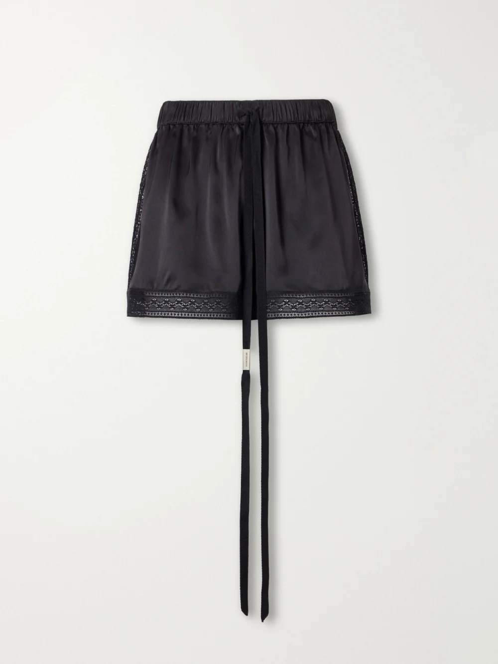 Ann Demeulemeester Anda Lace-trimmed Silk-satin Shorts in black