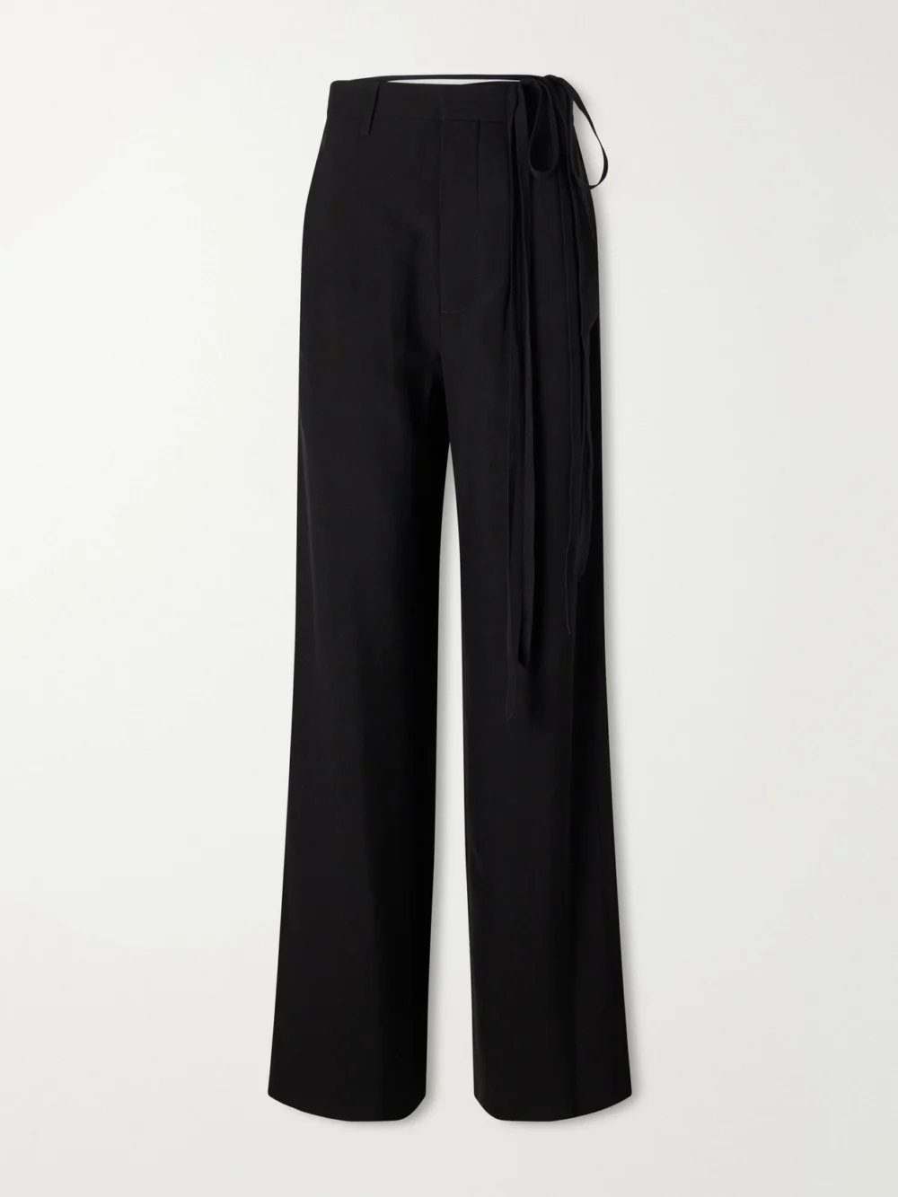 Ann Demeulemeester Anneke Ribbon-detailed Jersey Wide-leg Pants in black
