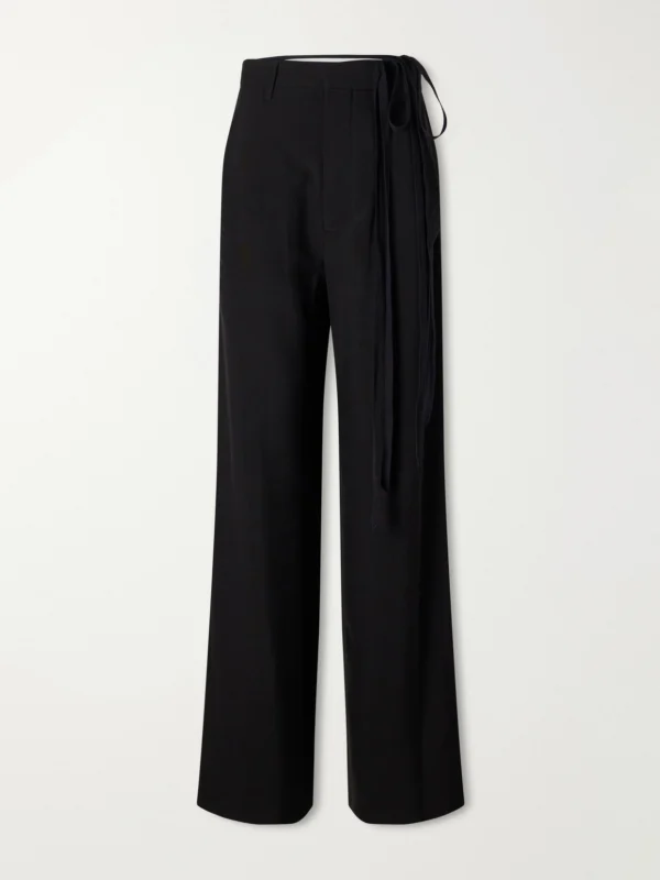 Ann Demeulemeester Anneke Ribbon-detailed Jersey Wide-leg Pants