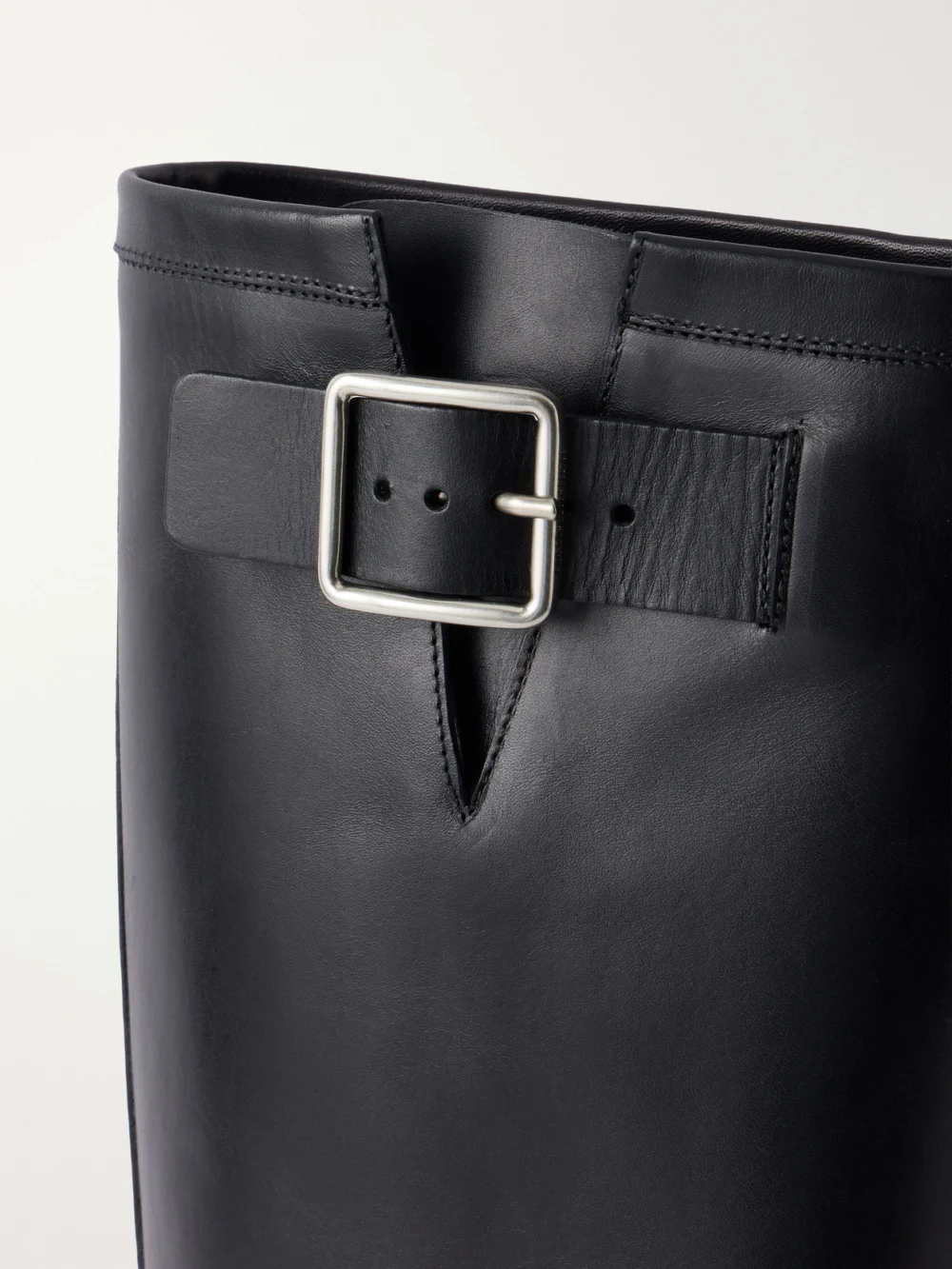Close-up detail of the Ann Demeulemeester Arwa Leather Knee Boots