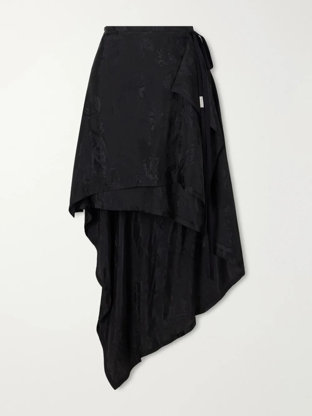Ann Demeulemeester Birit Paisley-jacquard Satin Asymmetric Wrap Midi Skirt in black