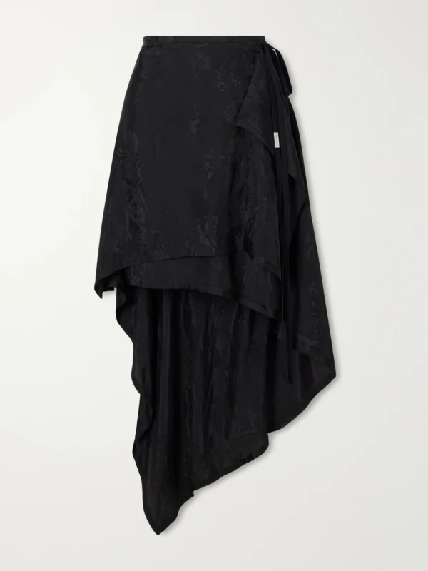 Ann Demeulemeester Birit Paisley-jacquard Satin Asymmetric Wrap Midi Skirt