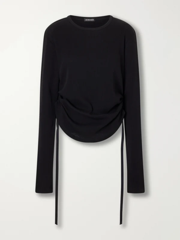 Ann Demeulemeester Dot Gathered Ribbed Cotton T-shirt
