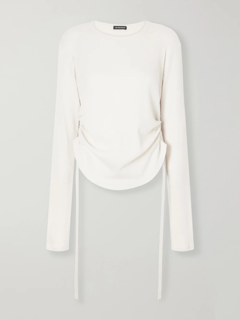 Ann Demeulemeester Dot Gathered Ribbed Cotton T-shirt in ivory