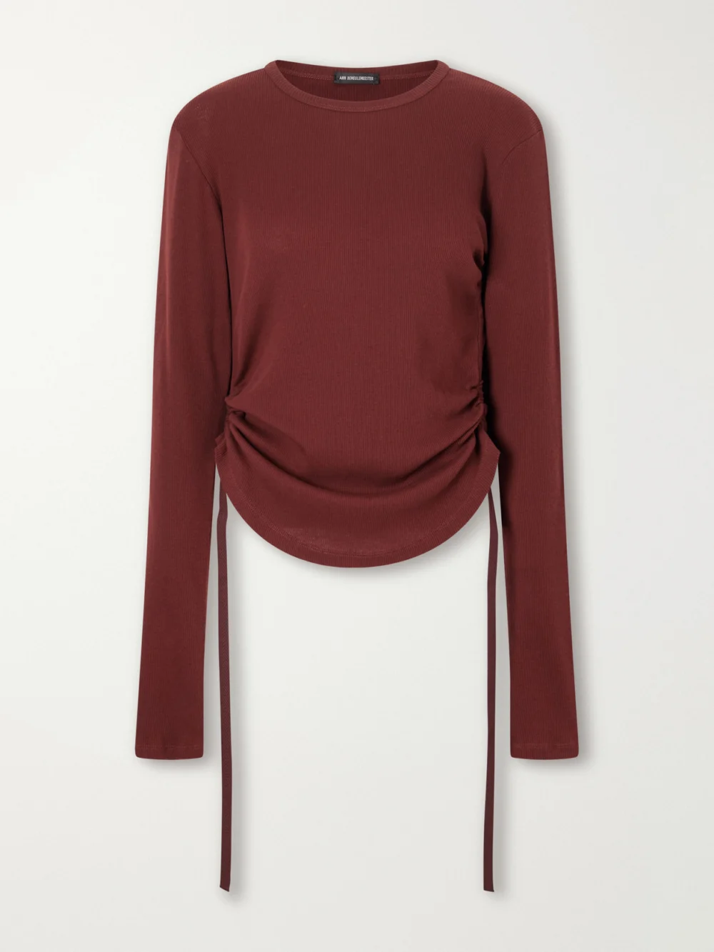 Ann Demeulemeester Dot Gathered Ribbed Cotton T-shirt in merlot