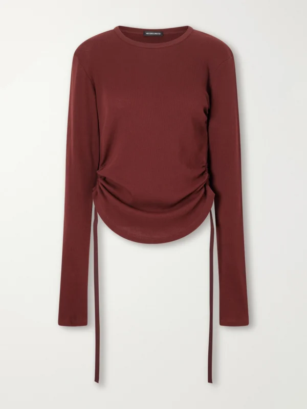 Ann Demeulemeester Dot Gathered Ribbed Cotton T-shirt