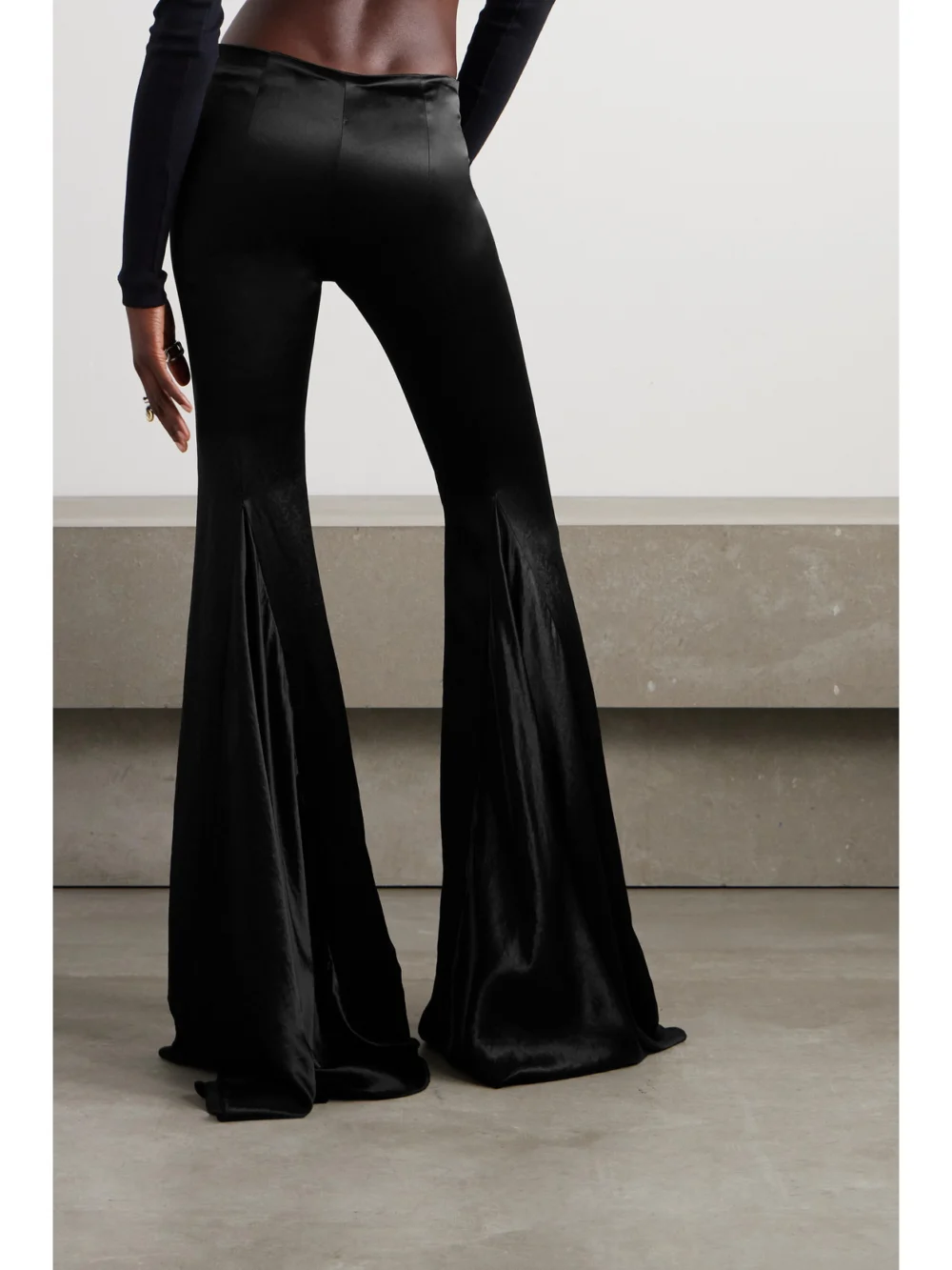 Back view of the Ann Demeulemeester Elfa Satin Flared Pants