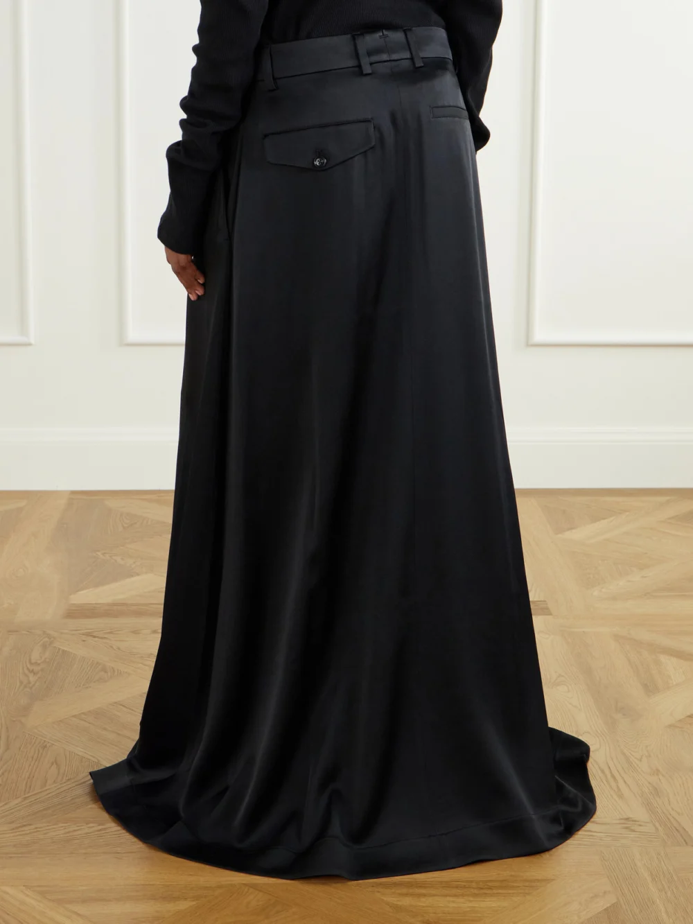 Back view of the Ann Demeulemeester Kaisa Duchesse-satin Maxi Skirt