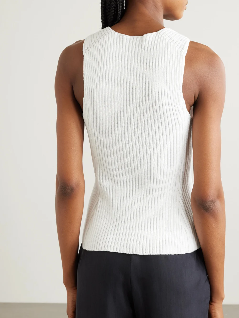 Back view of the Ann Demeulemeester Noya Ribbed Cotton Tank