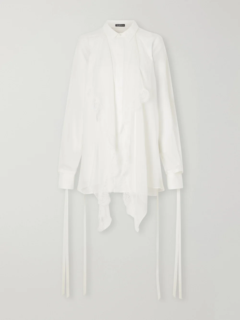 Ann Demeulemeester Sini Silk-trimmed Cotton Shirt in white