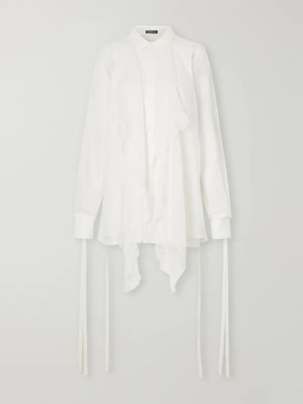 Ann Demeulemeester Sini Silk-trimmed Cotton Shirt