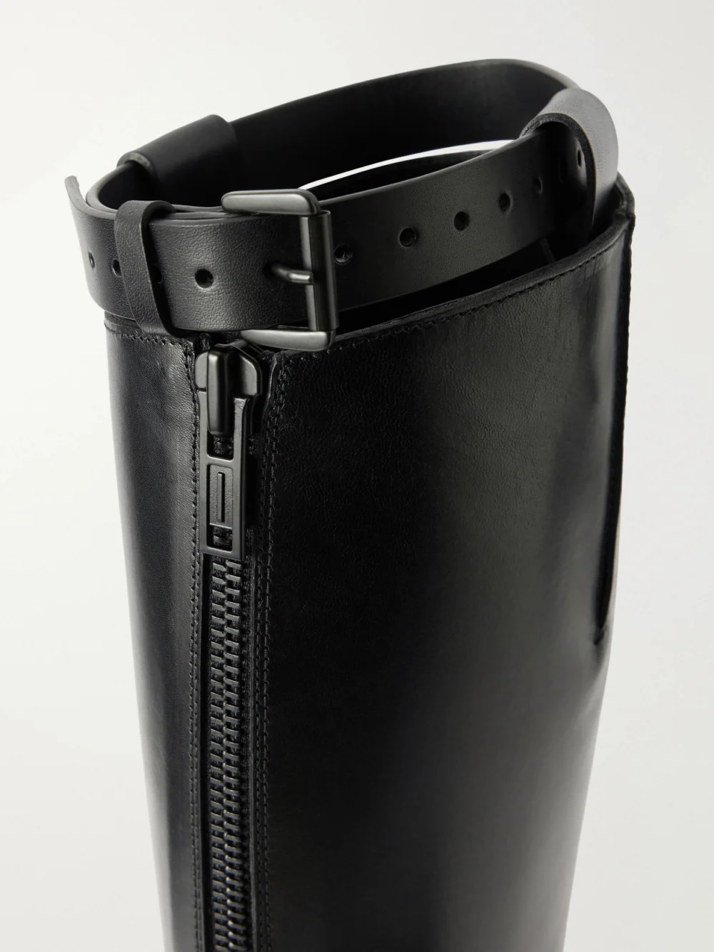 Close-up detail of the Ann Demeulemeester Stan Leather Knee Boots