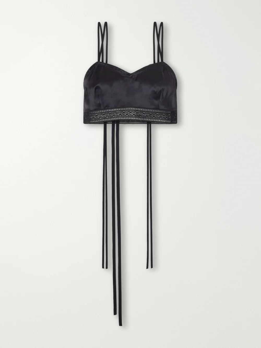 Ann Demeulemeester Xaja Lace-trimmed Silk-satin Cropped Cami in black