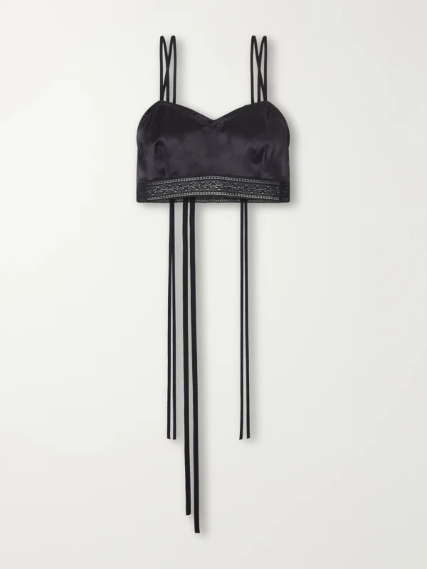 Ann Demeulemeester Xaja Lace-trimmed Silk-satin Cropped Cami
