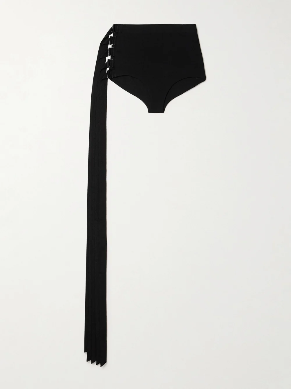 Ann Demeulemeester Xana Buckled Fringed Stretch-crepe Shorts in black