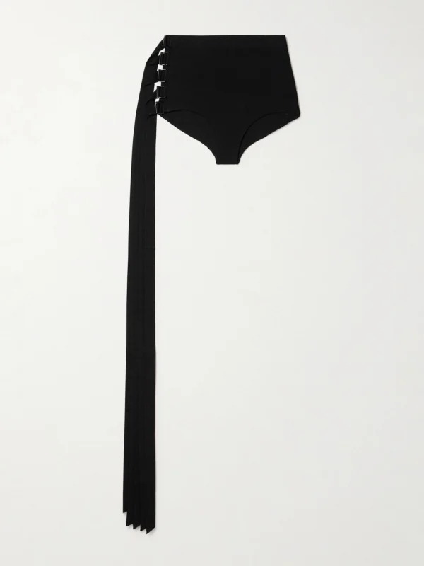 Ann Demeulemeester Xana Buckled Fringed Stretch-crepe Shorts