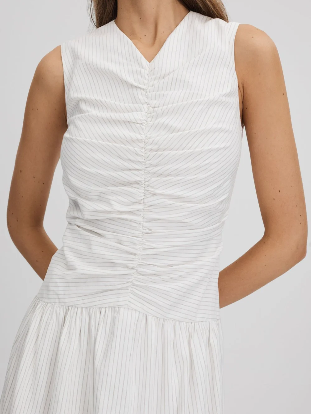 Anna Quan Anna Quan Ruche Maxi Dress, White Stripe, view 3