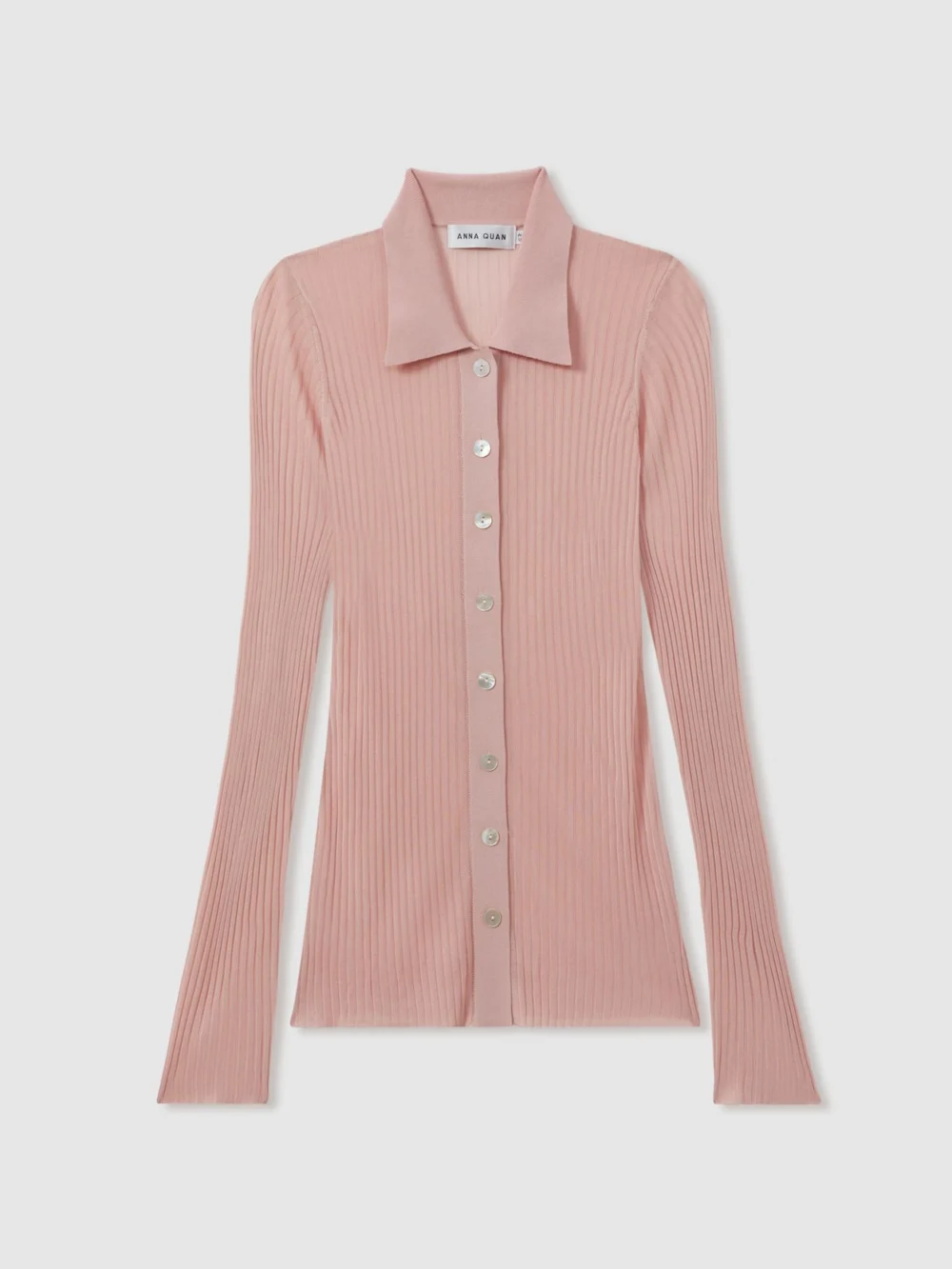 Anna Quan Anna Quan Semi Sheer Knitted Top, Pink, view 2